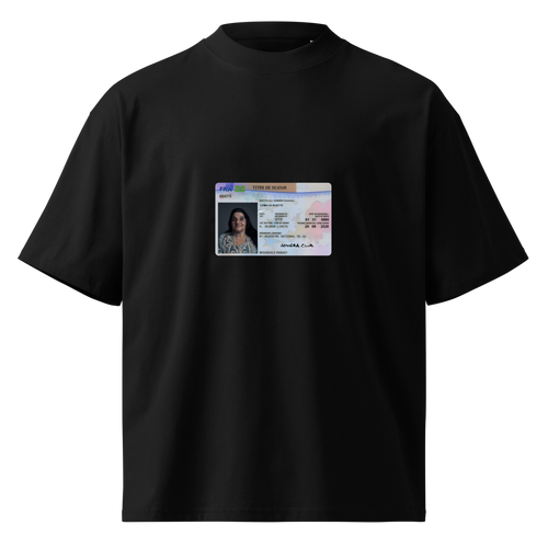 T-shirt noir GHORBA CLUB, carte de séjour personnalisée avec un portrait et un nom